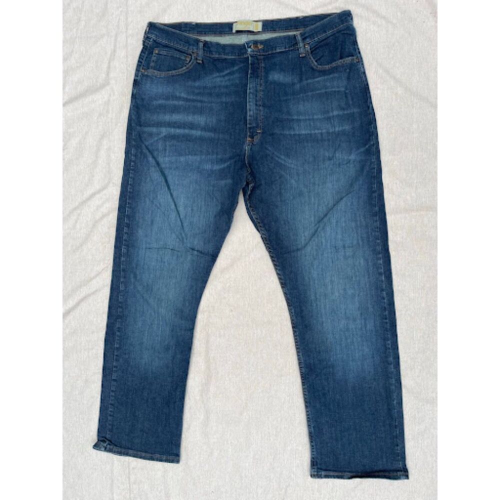 Wrangler Mens Relaxed Fit Flex Jeans 42x32 Medium Dark Wash Stretch Denim